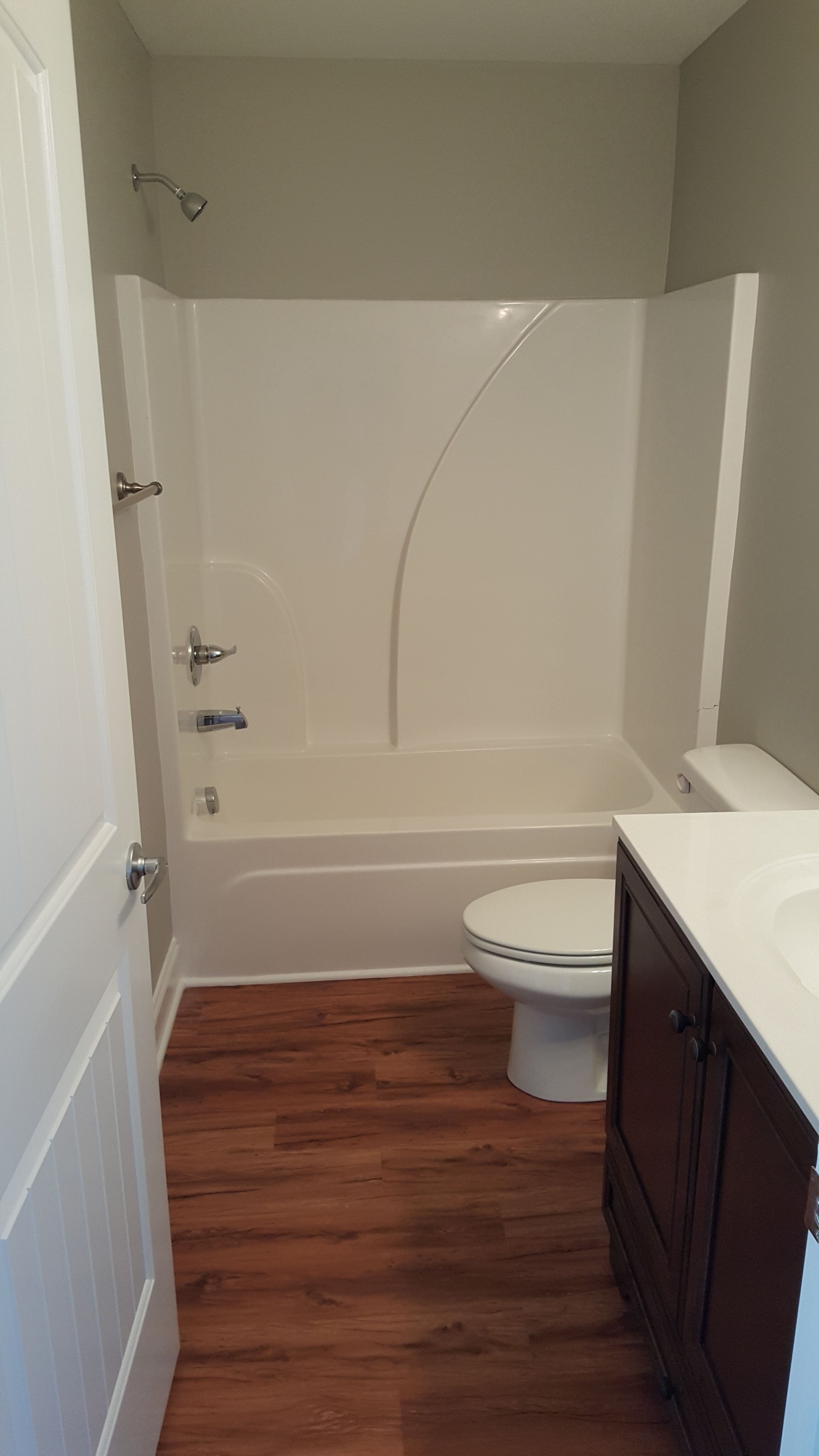 Guest bathroom on an entry level new construction home built in 2014.